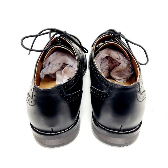 Mens Heez Black Leather Brogue Dress Shoes Size 11 New - Picture 13 of 14